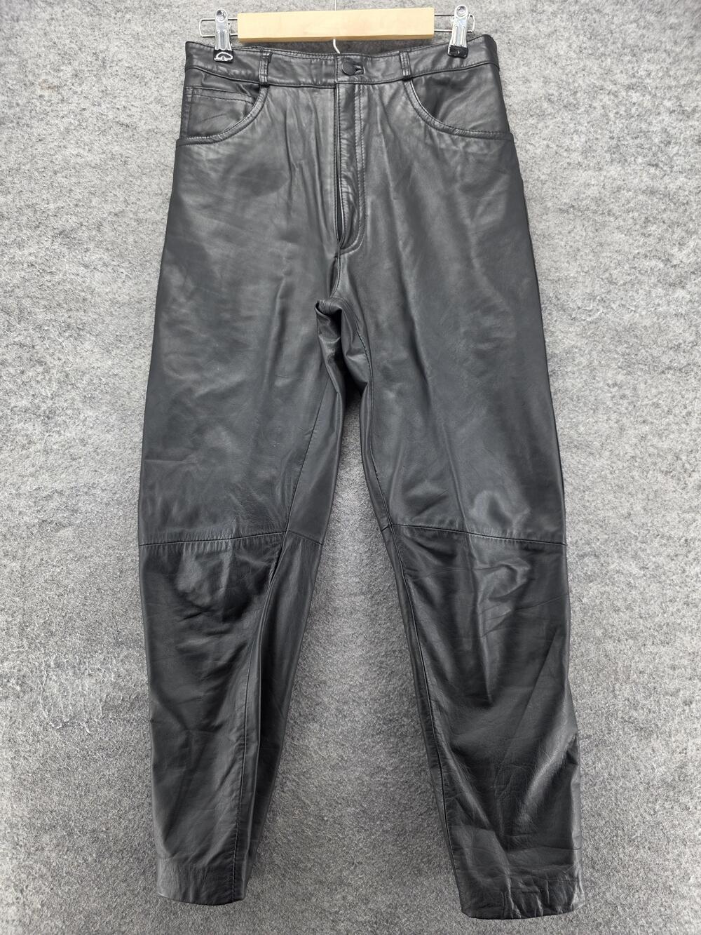 Byrnes & Baker Pants Womens 12 Black Leather Tapered Lined Pockets 29 In